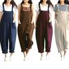 Einfarbige Damen-Overalls für Frühling und Sommer, lässig, lockere Trägerhose