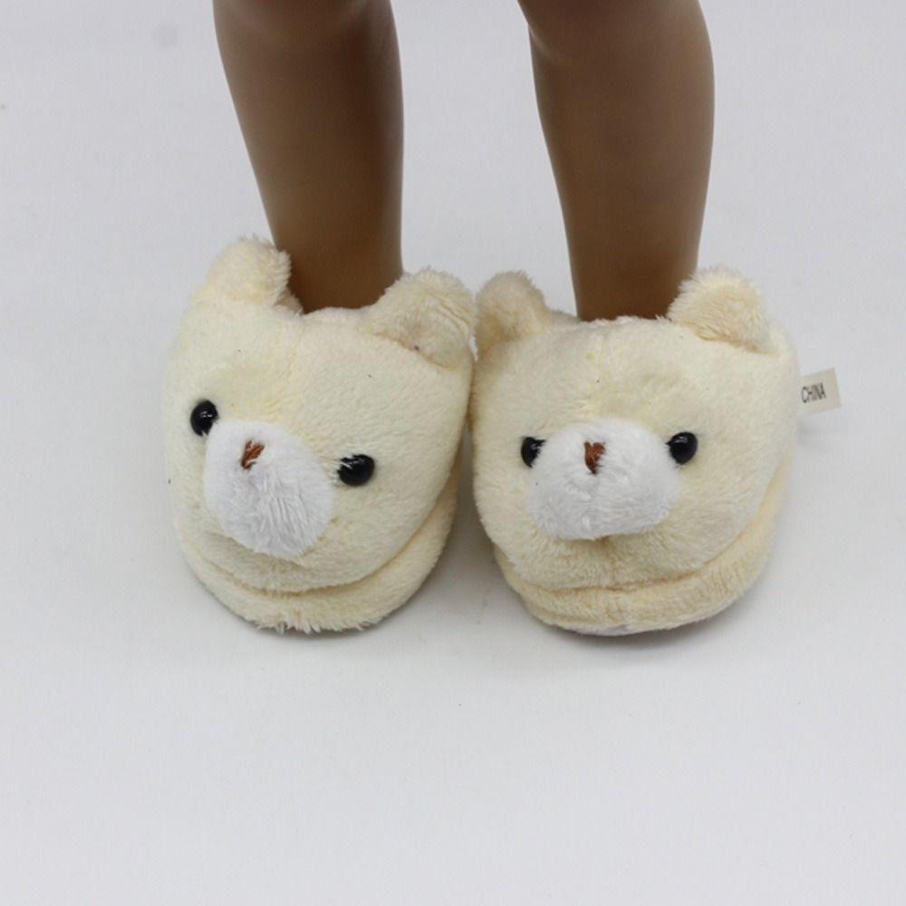 Rabbit Bear Doll Slippers Cartoon Animal Doll Accessories Lovely Mini Plush Shoes  1/4 BJD Dolls