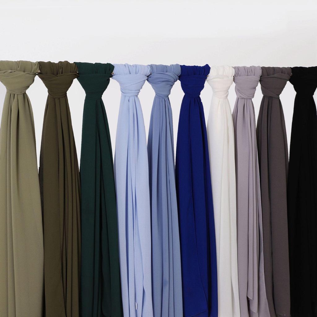 Silk Chiffon Hijab: Encrypted Pearl Design for Women