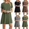 Kobiety Casualowa Sukienka T-shirt z Krótkim Rękawem Vintage O Neck Nadruk Luźna Mini Sukienka Elegancka Prosta Mini Sukienka Streetwear Sukienka Letnia