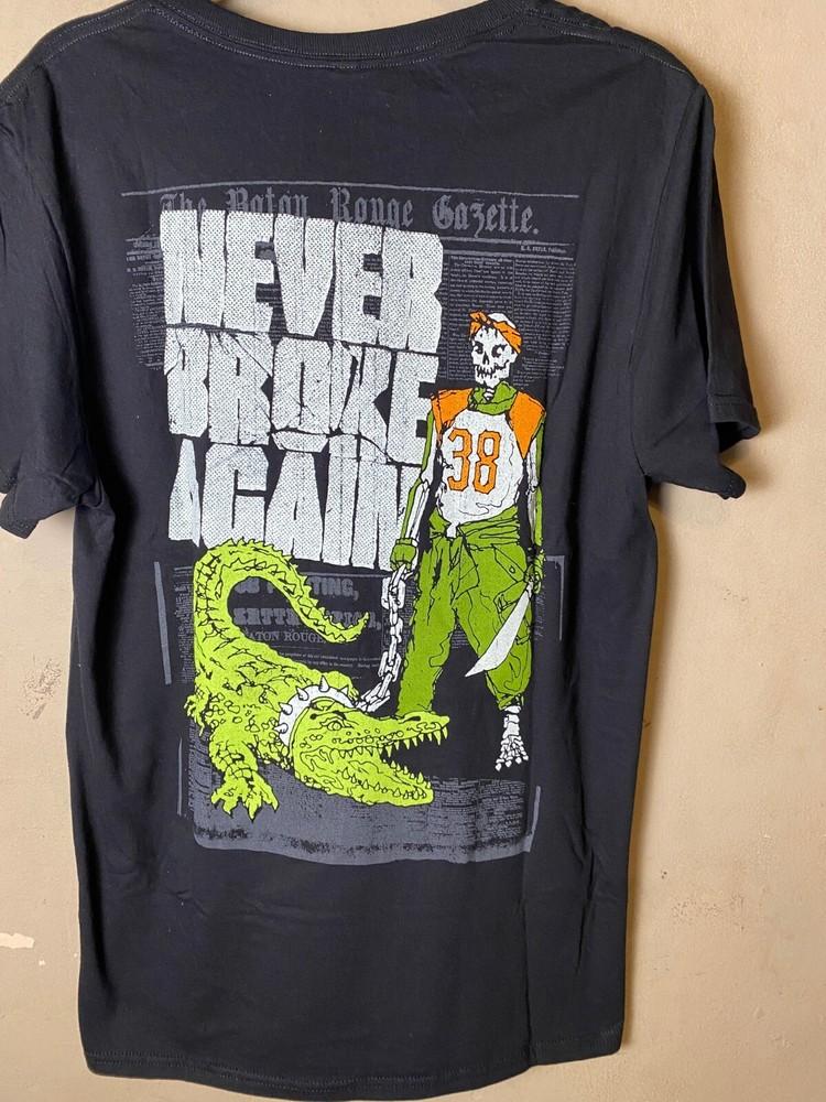 NEVER BROKE AGAIN  Skeleton With Alligator double sided Black T-shirt-NWT Unisex T-Shirt S