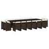 17 Piece Brown Poly Rattan Garden Dining Set with Cushions