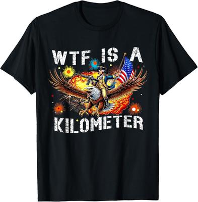 Retro WTF Ist Ein Kilometer Lustiges Patriotisches Amerikanisches Freiheits-T-Shirt Herren Damen T-Shirts Top