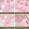 Pink Birthday Banner - Happy Birthday Banner Backdrop Decorations Sign Party Supplies