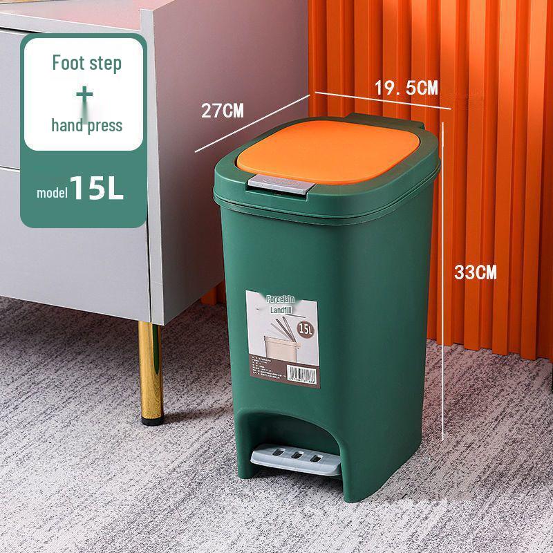 Large Odor-Proof Foot Pedal Trash Can with Lid for Home: Double Opening for Bedroom, Living Room, Kitchen, Bathroom, and Toilet.