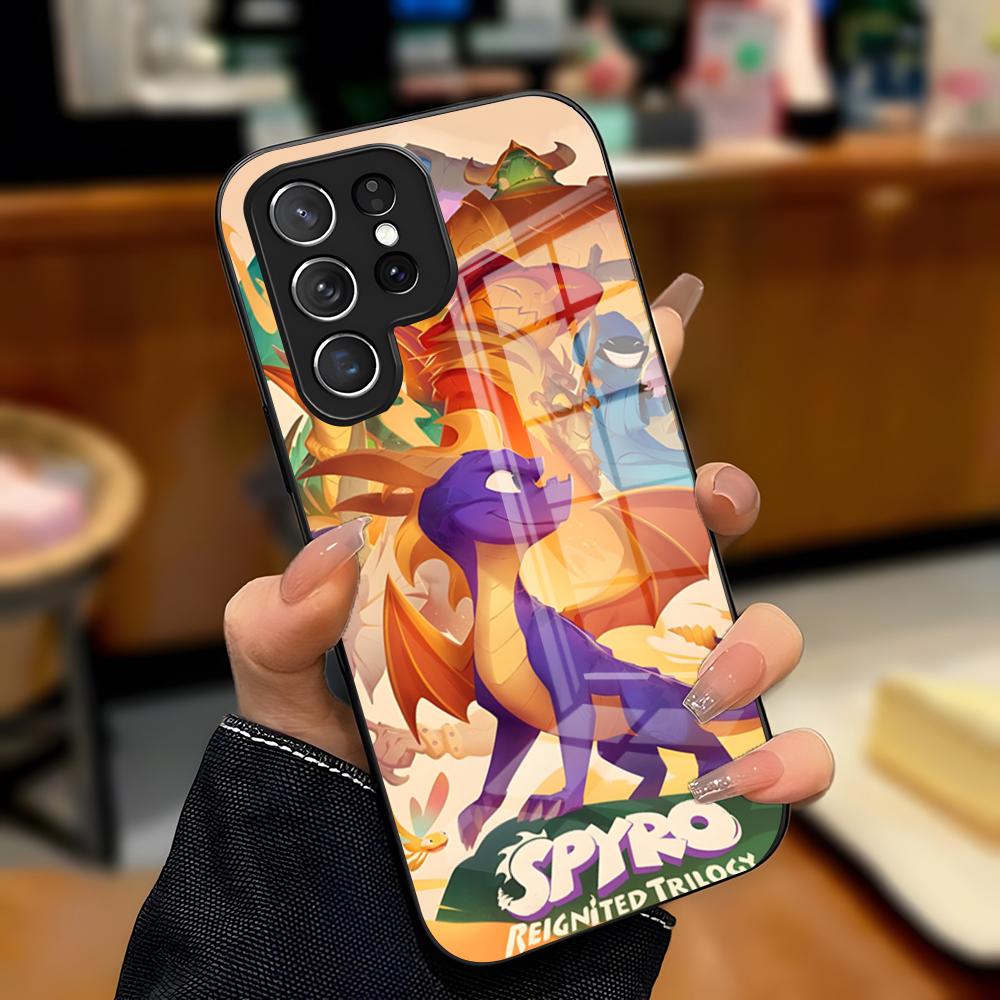 

Чехол для телефона D-Dragon Spyro C-Cute для Samsung S26 S25 Plus S20 S20 Plus S22 Ultra S23 FE S21 Plus S21 Ultra Стеклянная крышка Samsung S23 FE
