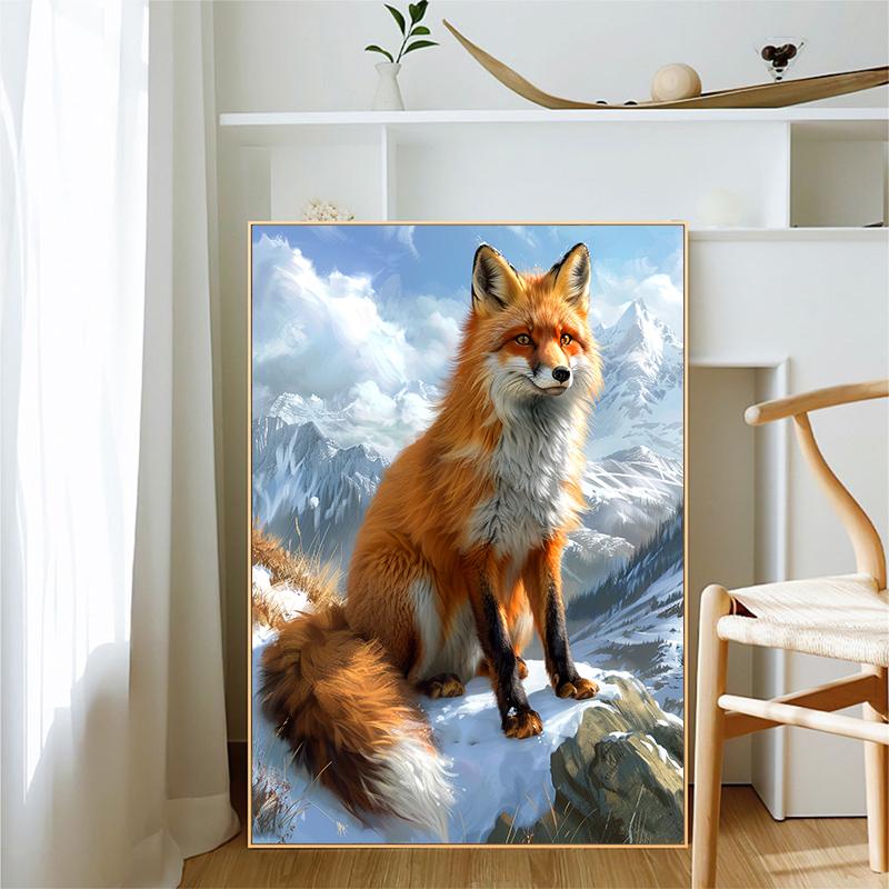 5d DIY Diamond Painting Cross Stitch Snow Mountain Fox Diamond Embroidery Mosaic Animal Full Round Drill Home Decor Arts