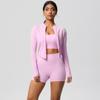 High Waisted Brushed Tight Pocket Yoga Suit, Cloud Sensing Quick Drying Exercise Three Piece Set, Outdoor Leisure Running Fitness Set, Women'S