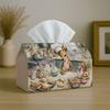 1pc Whimsical Vintage Illustration Tissue Box | Mouse Baking Kitchen Scene-Fabric Napkin Storage Organizer for Kitchen, Car, Elegant Decorative Box, P