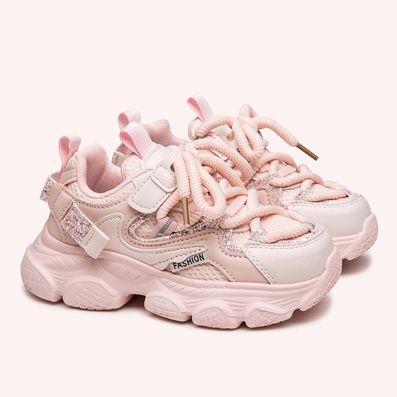 

Children s net shoes versatile girls dad shoes casual sports shoes girls autumn face middle age children s tide 2025 new models 26