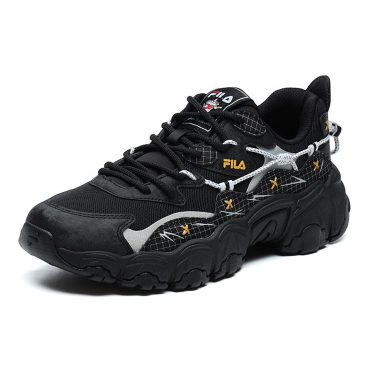 Fila Pepe Shimada X Cat Paw Fabric Synthetic Leather Collaboration Vintage Low Top Dad Shoes Women sneaker Black F12W124153FBK