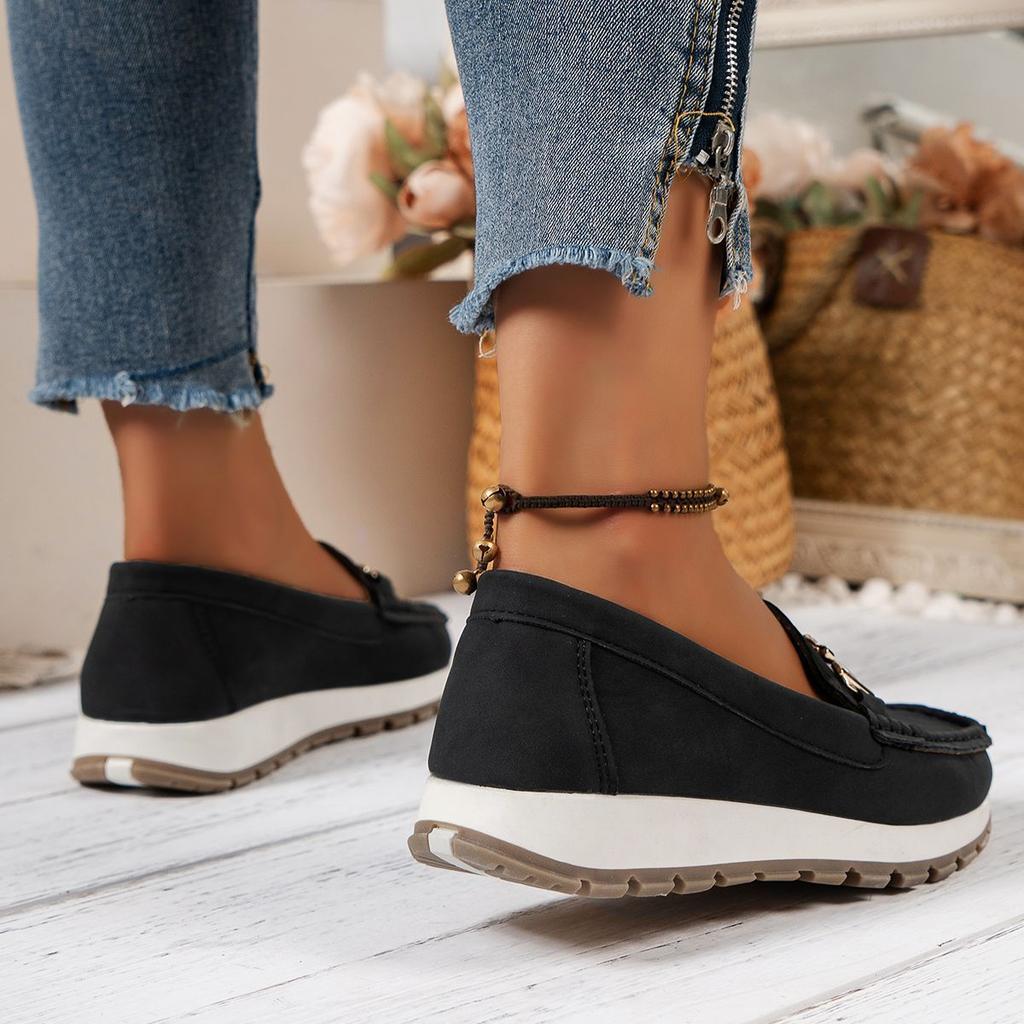 2025 autumn new fashionable and comfortable muffin platform casual single shoes non-slip soft-soled loafers one-pedal Doudou shoes