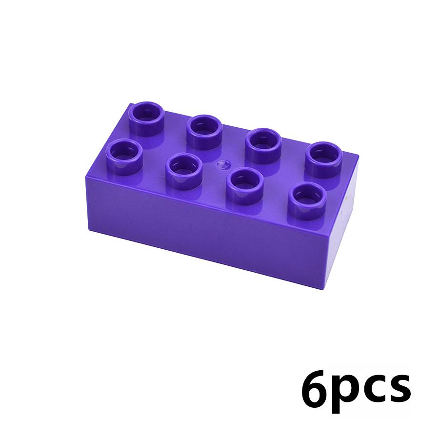 6Pcs 2x4 Dots Big Size Brick Thick Building Blocks 2*4 Classic Educational Part Accessories MOC Compatible Large Toy Kid Duploes