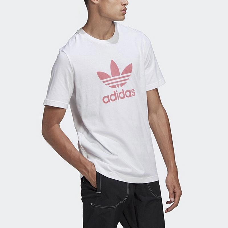 Adidas Originals Trefoil Logo Print Sports Crew Neck T-Shirt Men Tops White GN3485