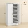 Shoe Cabinet, 2 Doors, 6 Adjustable Shelves, for 14 Pairs, 55x35x108cm, White