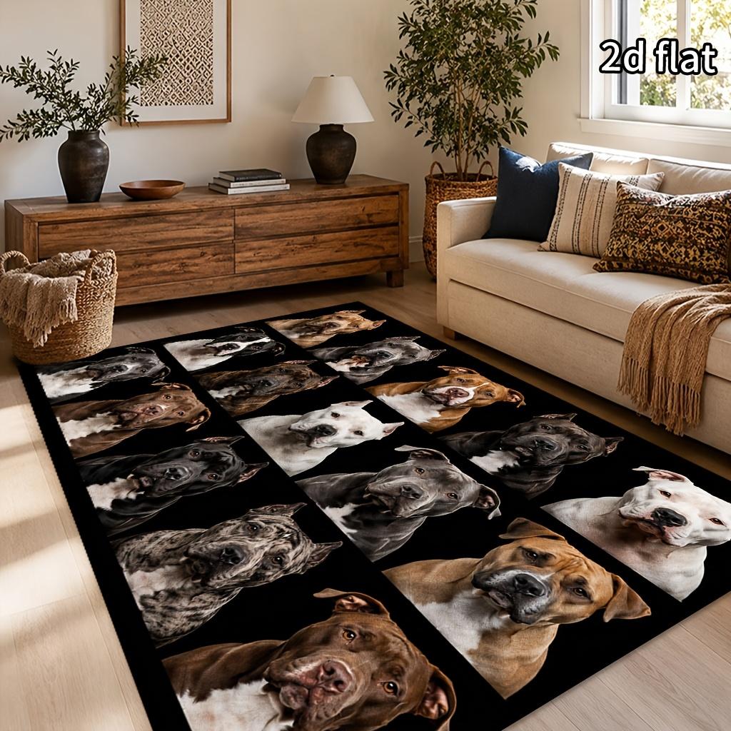 Pitbull Dog Collage Print Decor Area Rug, Pet‑Themed Floor Mat for Living Room, Bedroom, Indoor Home Decoration