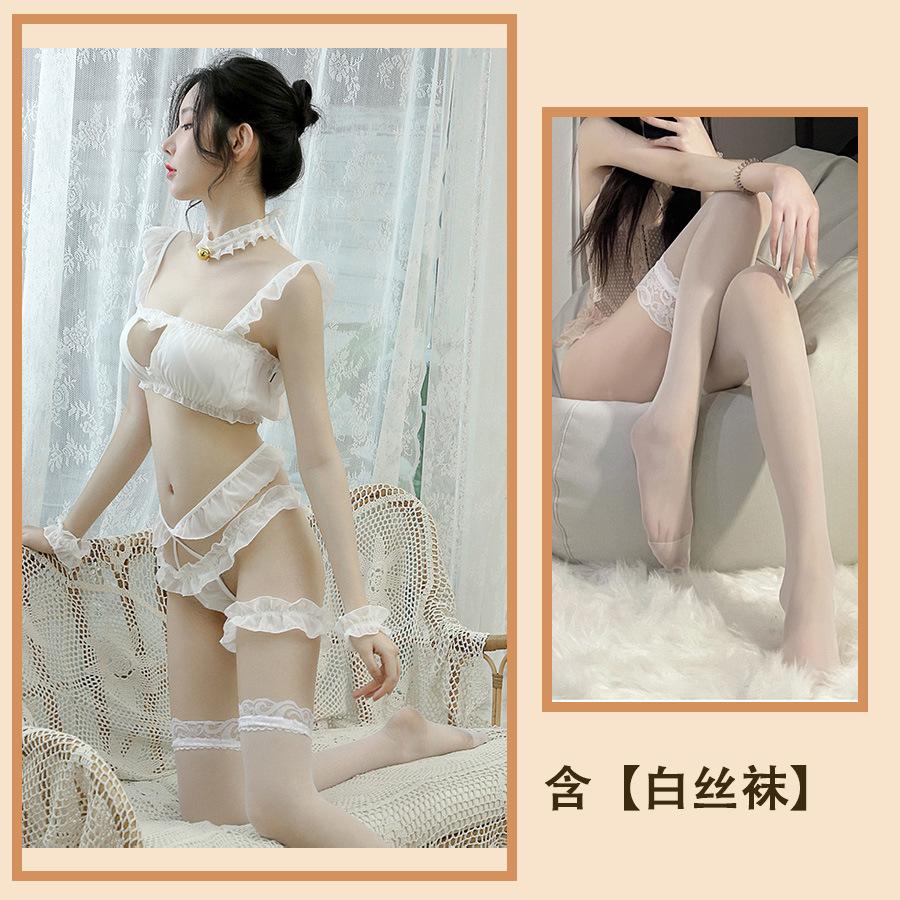 Sex Lingerie Uniform Seduction Pussy Girl Perspective Female Chiffon Love Hollow Sexy Suit Three Points