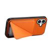 For iPhone 17 Case Card Holder Kickstand Calf Textured Leather+PC+TPU Phone Cover