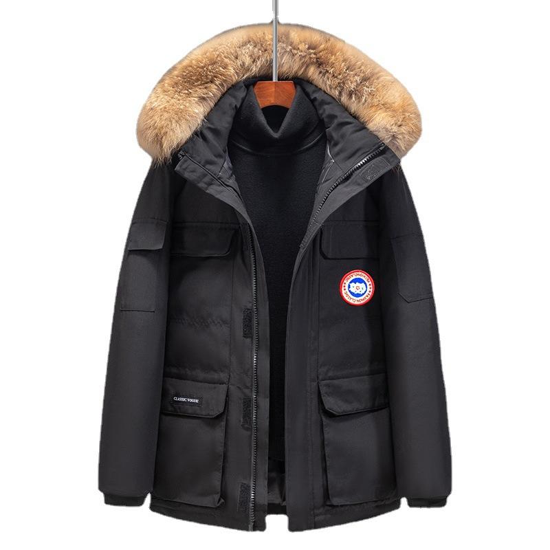 2025 Down Jacket Men's White Duck Down Hooded Outdoor Leisure Couple Workwear Thickened Warm Loose Versatile Jacket