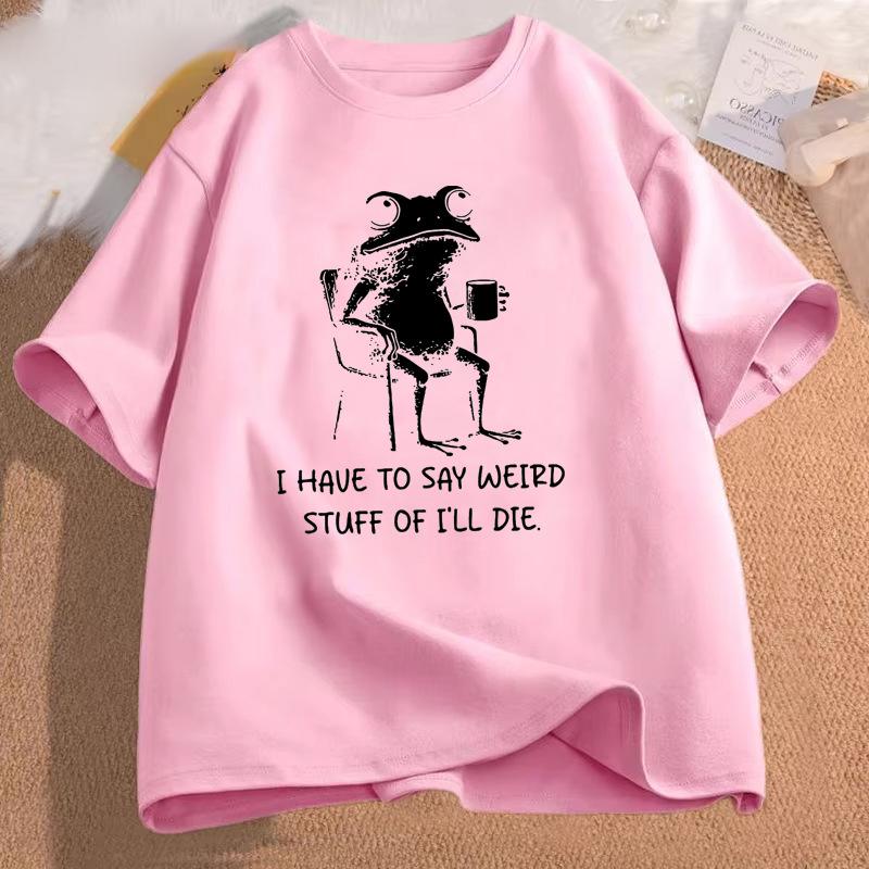 Funny Frog Weirdcore Coffee T Shirt Cotton Short Sleeve Tshirt Streetwear Casual Round Neck Frog Tees Y2k Clothes Unisex Tops