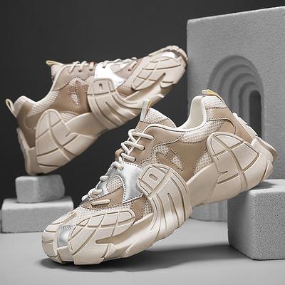 Fashion Men's Casual Sports Shoes Thick Bottom Breathable Outdoor Leisure Summer New Style Dad Leather Mesh Shoes