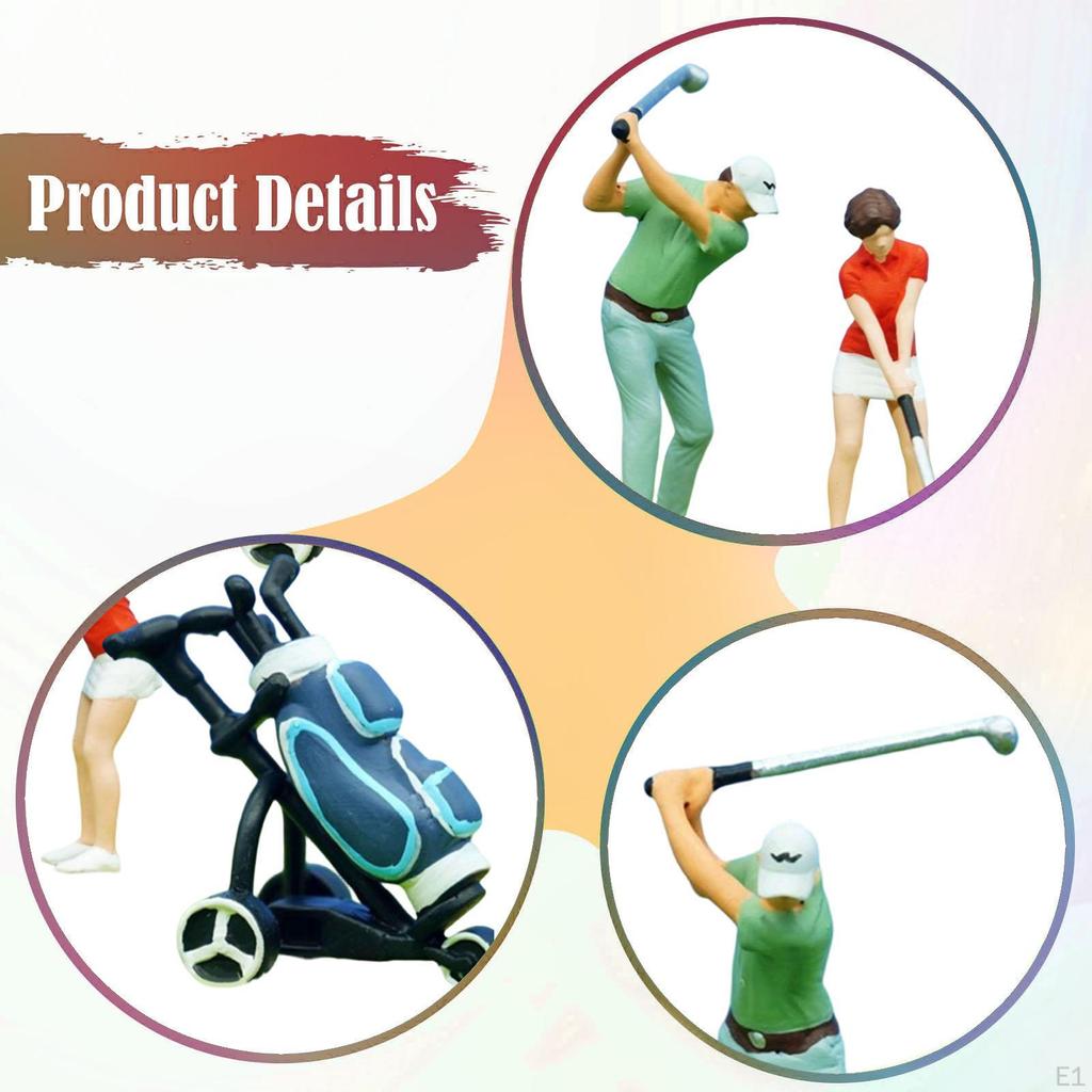 1/64 People Figures Golf Figurines Micro Landscape Trains Architectural Desktop Ornament Layout