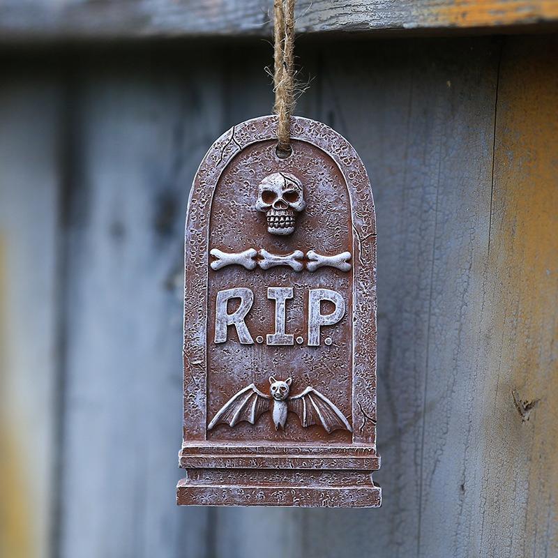 Halloween Skulls Tombstones Pendant Decoration Haunted House Cemetery Coffin DIY Garden Yard Outdoor Halloween Party Prank Props