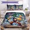 Set cuvertură de pilota 3 buc (1 * Husă de pilota + 2 * Față de pernă, Fără Miez), Set de așternut moale cu imprimeu Dragon Ball pentru toate anotimpurile, Cadou pentru decorarea dormitorului de acasă
