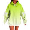 Ladies' Gradient Printed Bow Long Sleeved Loose Fitting Headband With Rope Hooded Sweatshirt Top