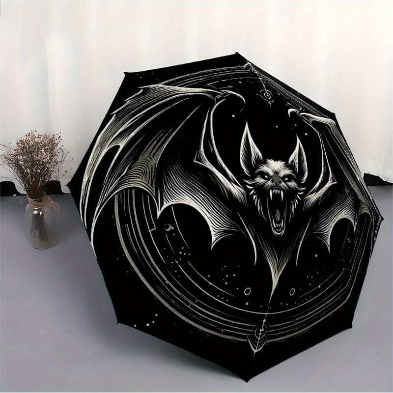 1pc Bat Mystic Automatic Open/close, Heavy-Duty Iron Frame & 8-Rib structure, Compact Folding Umbrella for Women/Men, All-Season Travel, Halloween and