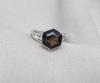 Smoky Quartz Hexagon Ring: 925 Sterling Silver Twisted Band