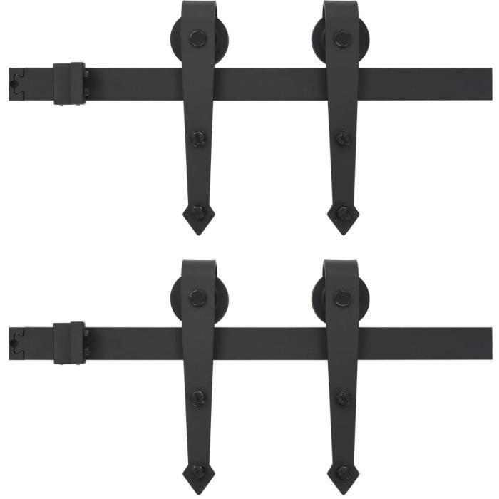Kit de matériel pour porte coulissante - vidaXL - 2 x 183 cm - Acier - Noir - Design compact