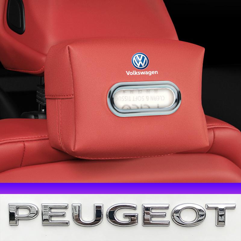 Car Seat Back Tissue Box Auto Leather Tissue Holder Valve Cap For VW Golf Amarok T5 Phaeton Teramont ID3 Tiguan T-Cross Passat M Ze2