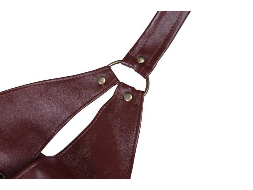 Victorian Black Brown Leather Corset with Halter Belt