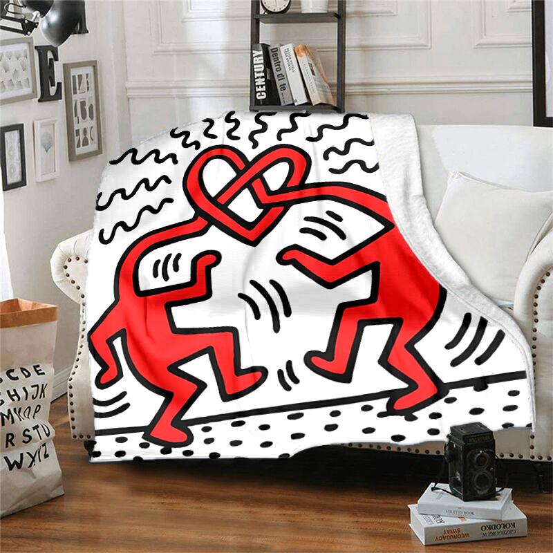 1pc Blanket Keith Haring Ascending2 Print Design, Lightweight Blanket for Sofa, Bed- Soft &Warm, Gift for All Seasons like Christmas, Halloween