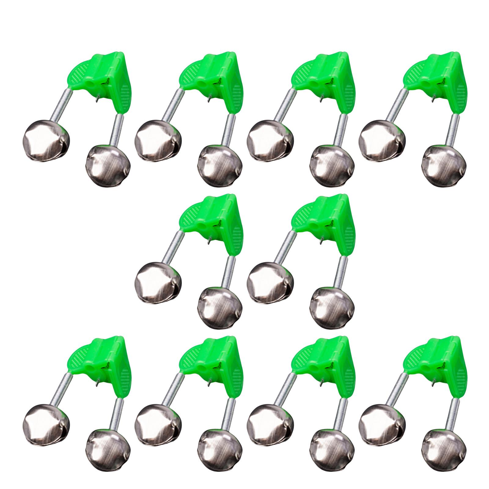 

10Pcs Fishing Bite Alarms Rod Bells Tip Clip Night Fishing Rod Fish Bite Bait Alarm Indicator with Double Alert Bells A