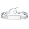 Bracelet Personnalisé à Graver Nom DIY Couleur Argent Acier Inoxydable Chaîne de Main Épaisse Design Personnalisé Bijoux Cadeau