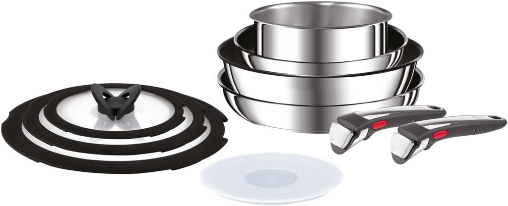 Tefal Pot and Frying Pan Set with Removable Compatible with IH Gas Comes with 2 Dedicated Free of Harmful Substances Such As PFOA Neo IH Stainless