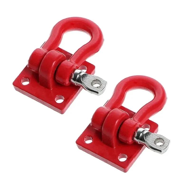 8X Metal Climbing Trailer Tow Hook Hooks Buckle, Winch Shackles Accessory For 1/10 Scale RC Crawler Truck D90 SCX10,Red Black