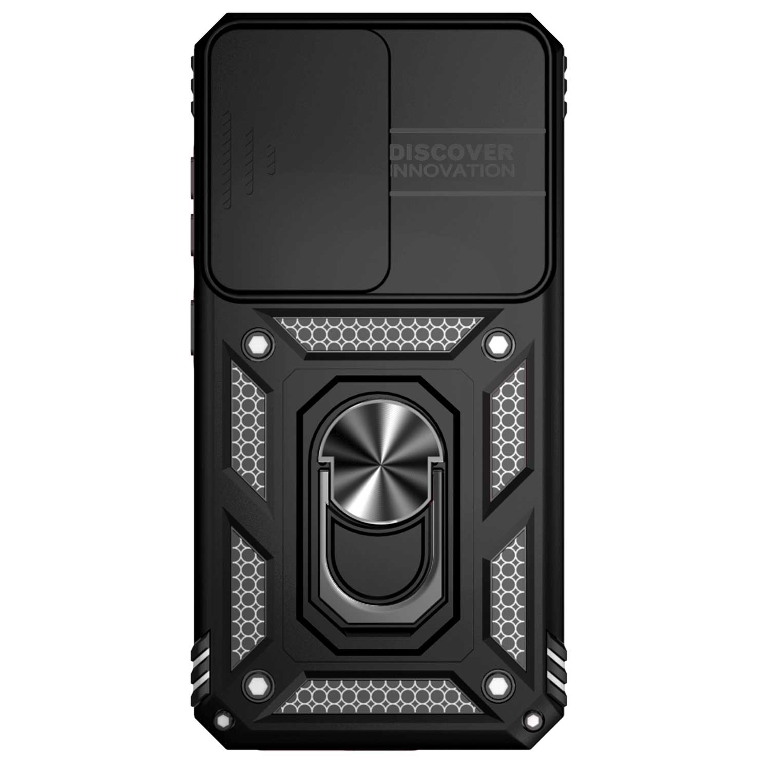 

Для Samsung Galaxy S23+ (S23 Плюс) Бронированный чехол для телефона Защита объектива камеры Металлическое кольцо-подставка Противоударный чехол Samsung Galaxy S23+ чёрный