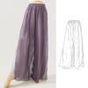 Classical Dance Pant Women Two Layers Side Slit Wide Leg Pants Loose Fit Flowing Trousers Stage Costumes Casual Lounge Yoga Wear