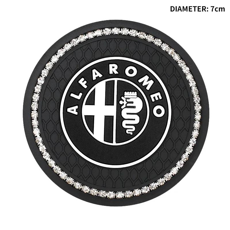 1/2Pcs Car Non-slip Water Cup Pad Diamond Rhinestone Bling Decoration For Alfa Romeo Giulia Stelvio Giulietta 156 159 147 Mito