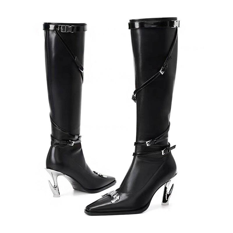 2026 New Belt Functional Style Spicy Girl High Heels with Pointed Toes Not Exceeding The Knee High Boots