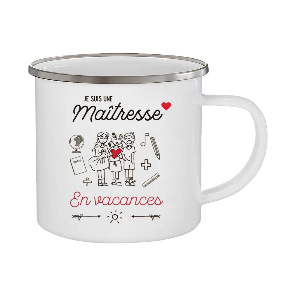 Merci Maîtresse Printed Mugs Coffee Cups Drinks Water Milk Cup Enamel Mug Gifts Idea for Teacher End of School Year Gift