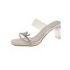 Women's Slippers 2024 Summer New Open Toed Rhinestone High Heel Slippers Female Transparent Heel Shoes for Women