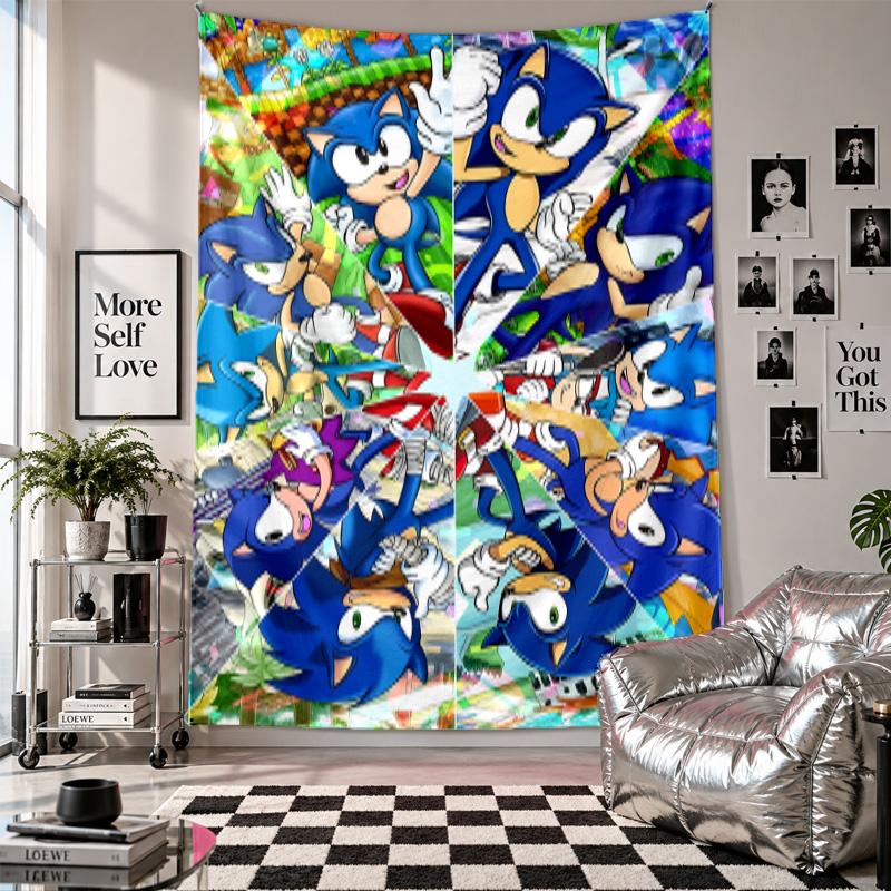Wall TapestrySonic the Hedgehog Art Hanging Cloth Decorative Background Cover for Room Decoration