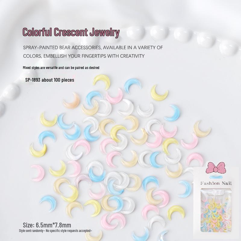 

Красочные 3D подвески для ногтей в виде полумесяца Сейлор Мун, 100 шт., плоские лунные украшения