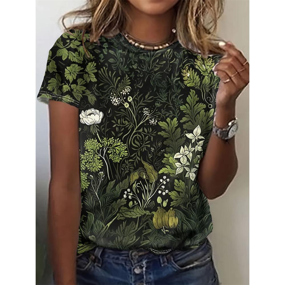 

Жіноча футболка 2025 з 3D-принтом рослинних плодів, повсякденний модний топ з коротким рукавом 6XL