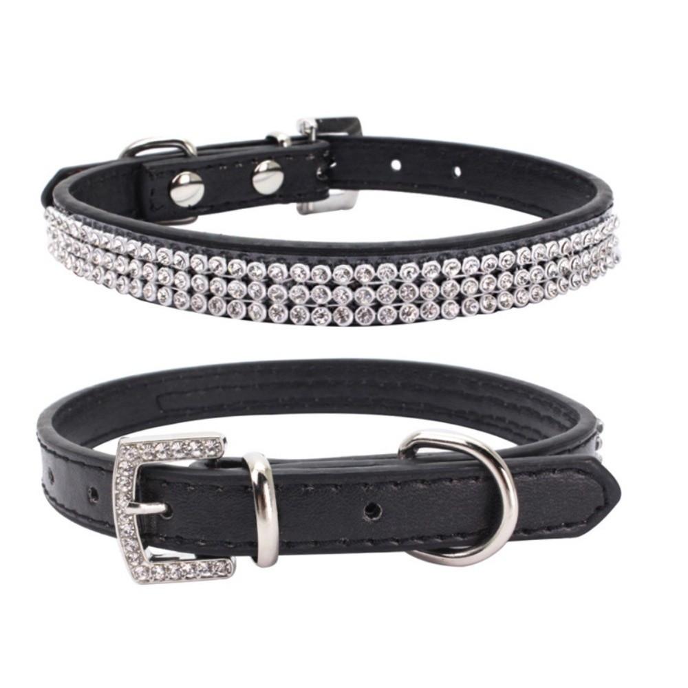 Crystal Diamond Rhinestone Pet Collar PU Leather Sparkling Cat Collar  for Pet Supplies