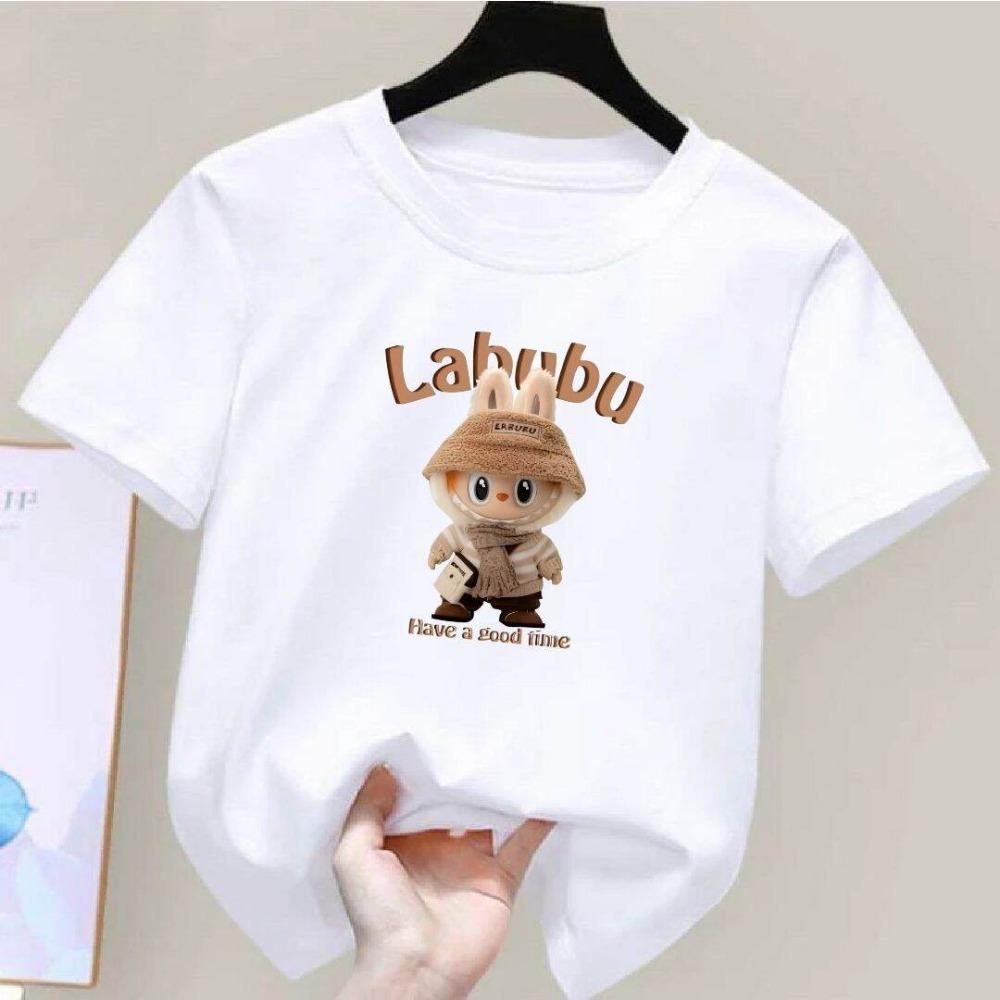 Cartoon Anime Labubu Printed T-shirt Women's Short-sleeved Loose Casual Top Couple Summer